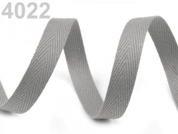 Köperband 10 mm Breit, Meterware Grau